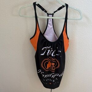 Women's Black and Orange Tank Top